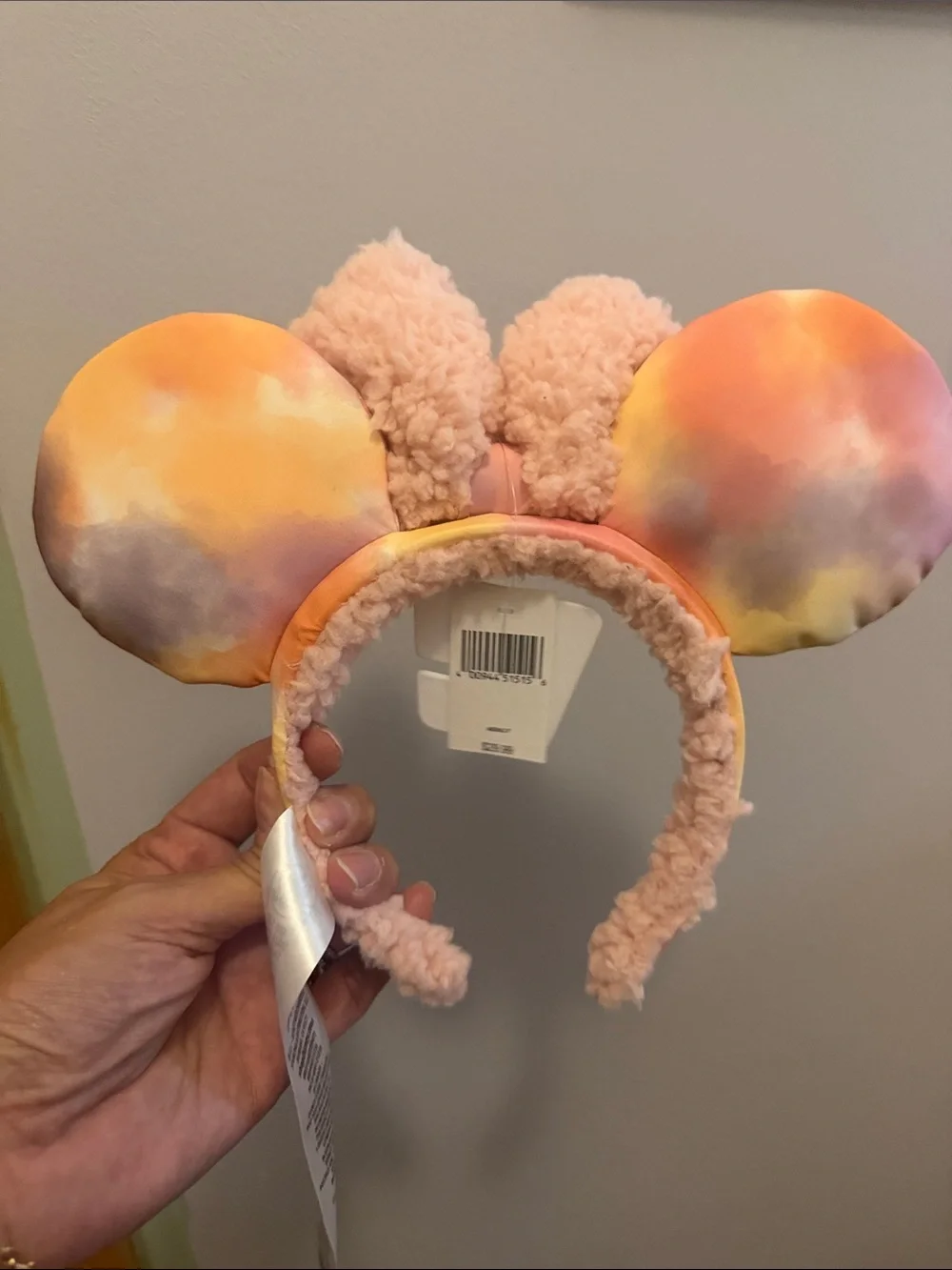 Disney Peach Sherpa Minnie Ears Headband